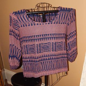 Ladies Charlotte Russe Blouse - Top ~~ Size L ~ 3/4 Sleeve ~ Slit-open Back